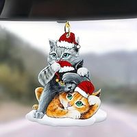 1pc Cute Cat Acrylic 2D Flat Decorative Pendant, Car Rearview Mirror Decoration Pendant, Christmas Tree Ornament, Bag  Key Chain Accessories miniinthebox - thumbnail