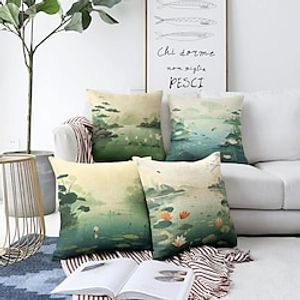 Lotus Pound Double Side Pillow Cover 1PC Soft Decorative Square Cushion Case Pillowcase for Bedroom Livingroom Sofa Couch Chair miniinthebox