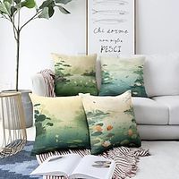 Lotus Pound Double Side Pillow Cover 1PC Soft Decorative Square Cushion Case Pillowcase for Bedroom Livingroom Sofa Couch Chair miniinthebox - thumbnail