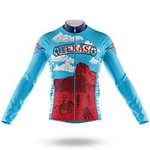 21Grams Men's Long Sleeve Cycling Jersey Spandex RedBlue Texas Bike Top Mountain Bike MTB Road Bike Cycling Quick Dry Moisture Wicking Sports Clothing Apparel  Stretchy  Athleisure Lightinthebox