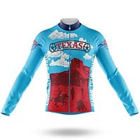 21Grams Men's Long Sleeve Cycling Jersey Spandex RedBlue Texas Bike Top Mountain Bike MTB Road Bike Cycling Quick Dry Moisture Wicking Sports Clothing Apparel  Stretchy  Athleisure Lightinthebox - thumbnail