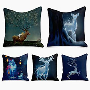 5 pcs Linen Pillow Cover, 3D Square Zipper Polyester Traditional Classic miniinthebox