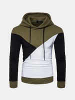 Mens Fashion Constrast Color Pullover Hoodie