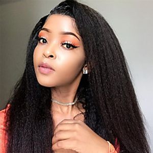 Remy Human Hair 5x5 Closure Wig Free Part Style Brazilian Hair Kinky Straight Natural Wig 150% Density with Baby Hair  Bleached Knots fpr Women Lightinthebox