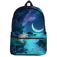 Unisex Oxford 600D School Bag Commuter Backpack 3D Large Capacity Zipper Print Animal School Daily Backpack Black Lightinthebox - thumbnail