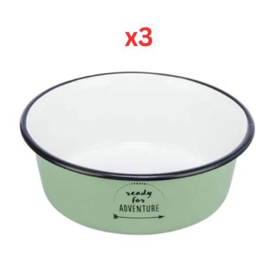 Trixie Ready For Adventure Enamel Stainless Steel Cat Bowl - Green 17cm (Pack Of 3)