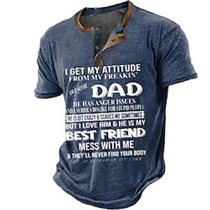 Men's Henley Shirt Tee Graphic Letter Henley Clothing Apparel 3D Print Outdoor Casual Short Sleeve Button-Down Print Fashion Designer Comfortable Lightinthebox