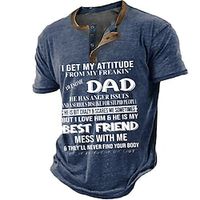 Men's Henley Shirt Tee Graphic Letter Henley Clothing Apparel 3D Print Outdoor Casual Short Sleeve Button-Down Print Fashion Designer Comfortable Lightinthebox - thumbnail