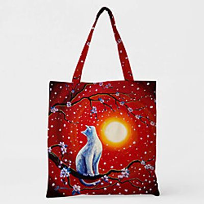 Unisex Bags Oxford Cloth Tote 3D Canvas Tote Bag Print 3D Daily Going out 3D Print Black Lightinthebox