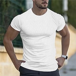 Men's T shirt Tee Tee Graphic Stripes Crew Neck Clothing Apparel 3D Print Outdoor Casual Short Sleeve Print Vintage Fashion Designer Lightinthebox