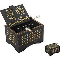 Music Box Hand Crank Musical Box Vintage Wood Carved Sunshine Musical Box Crafts Gifts for Birthday/Christmas/Valentine's Day (Black - You are My Sunshine) miniinthebox - thumbnail