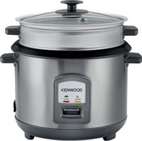 KENWOOD 2-in-1 Rice Cooker 2.8L 16-Cups Rice with Food Steamer Basket, Non-Stick Cooking Pot, Temepered Glass Lid, Warm/Cook Lights, Spatula Holder, Detachable Cord RCM71.000SS Silver