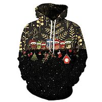 Men's Unisex Plus Size Pullover Hoodie Sweatshirt Graphic Prints Bird Ugly Christmas Print Hooded Casual Daily Holiday 3D Print Basic Designer Hoodies Sweatshirts  Long Sleeve Black Red miniinthebox - thumbnail