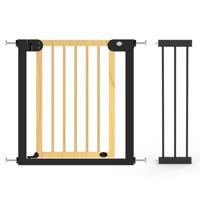 Baby Safe Wooden Safety Gate With 21cm Black Extension - Natural Wood BS_CM_SGW21_NW