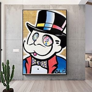 Handmade Hand Painted Oil Painting Wall Modern Abstract Painting Alec Monopoly Street Art Money Canvas Painting Home Decoration Decor Rolled Canvas No Frame Unstretched miniinthebox