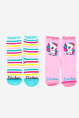 Kids Girls 2 Pack Crew Socks Unicorn Print Socks Pink/White Kids Girls 2 Pack Crew Socks Unicorn Print Socks Pink/White