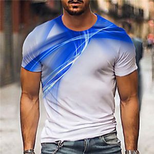Men's Unisex Tee T shirt Shirt 3D Print Graphic Prints Streamer Print Short Sleeve Daily Tops Casual Designer Big and Tall Blue miniinthebox