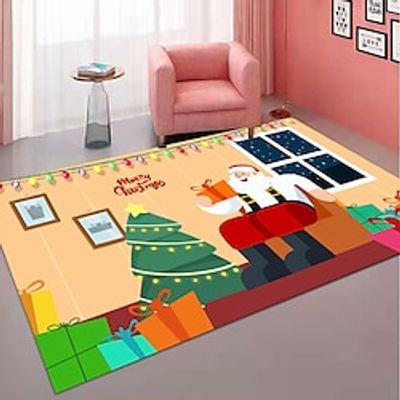 Christmas Day Decorative Carpet Home Living Room Bedroom Water Absorbent Floor Mat Crystal Velvet Foot Mat Entry Door Mat Lightinthebox