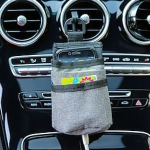 Car Ventilation Storage Bag Mobile Phone Power Bank Certificate And Other Storage Bags With Data Cable Holes For Car Hanging Bag 1PC Lightinthebox