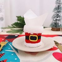 3pcs Christmas Napkin Ring Santa Belt Buckle Towel Napkin Ornaments Holder New Year Dinner Party Table Decorations Napkin Bag Lightinthebox - thumbnail