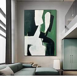 Handmade Oil Painting Canvas Wall Art Decoration Modern Figure Abstract Green White for Home Decor Rolled Frameless Unstretched Painting Lightinthebox