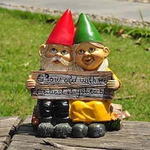 Dwarf Couple Ornament, Resin Craft For Office amp; Home, Mini Garden Sculptures, Home Decor, New Year Gift For Her/Him miniinthebox