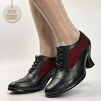 Women's Heels Pumps Oxfords Valentines Gifts Brogue Vintage Shoes Party Outdoor Valentine's Day Summer Winter Kitten Heel Round Toe Elegant Vintage Fashion Leather Lace-up Black  Red Lightinthebox - thumbnail