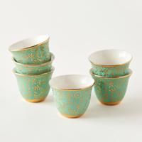 Floral Print Bone China Cawa Cup - Set of 6