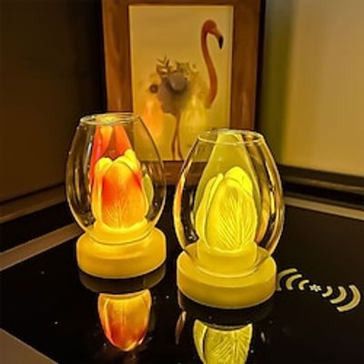 Tulip Night Light Electronic Candle Bonsai Simulation Flower Light Christmas Wedding Birthday Party Holiday Decoration 12pcs Lightinthebox