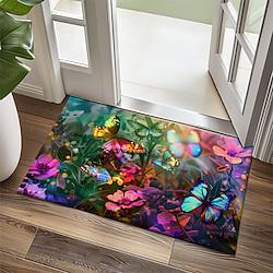 Butterfly Flowers Doormat Non-Slip Oil Proof Rug Indoor Outdoor Mat Bedroom Decor Bathroom Mat Entrance Rug Door Mat Lightinthebox