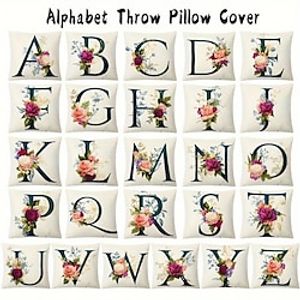 1PC Alphabet Flowers Double Side Pillow Cover Soft Decorative Square Cushion Case Pillowcase for Bedroom Livingroom Sofa Couch Chair miniinthebox