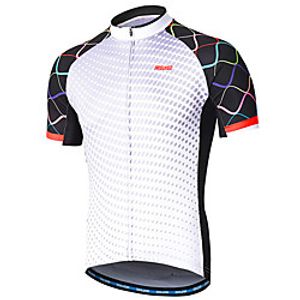 Arsuxeo Men's Short Sleeve Cycling Jersey Summer Polyester Navy Blue White Solid Color Bike Jersey Mountain Bike MTB Road Bike Cycling Reflective Strips Back Pocket Sweat wicking Sports Clothing miniinthebox