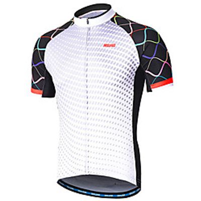 Arsuxeo Men's Short Sleeve Cycling Jersey Summer Polyester Navy Blue White Solid Color Bike Jersey Mountain Bike MTB Road Bike Cycling Reflective Strips Back Pocket Sweat wicking Sports Clothing miniinthebox