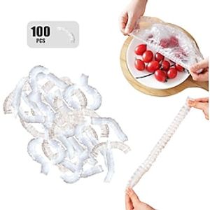 100pcs Fresh Keeping Bags Elastic Stretchable Food Storage Covers Reusable Disposable Shower Cap Food Preservation Covers For Leftovers Fruits and Meal Preparation miniinthebox