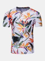 Summer Casual Tee Top 3D Hip-Pop Leaves Printed Round Neck Short sleeve T-shirt for Men
