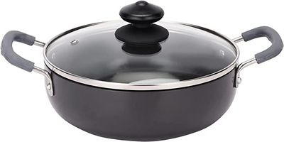 Royalford 20cm Hard Anodized Deep Kadai-(Black)-(RF11703)