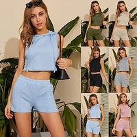 Women's 2pcs Yoga Suit Summer 2 Piece Cropped Solid Color Shorts Crop Tee Clothing Suit Black Army Green Yoga Fitness Gym Workout Breathable Quick Dry Moisture Wicking Sleeveless Sport Activewear Lightinthebox - thumbnail