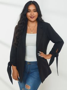 YOINS Plus Size Lapel Collar Tie-up Design Long Sleeves Blazer