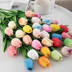 10pcs Lifelike PU Tulip Artificial Flowers: Perfect for Home Decor, Wedding Decorations, and Events - Realistic Feel Tulips for Added Elegance Lightinthebox