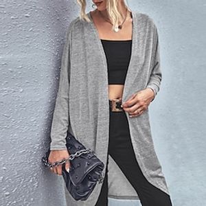 Women's Casual Jacket Warm Breathable Outdoor Daily Wear Vacation Going out Patchwork Cardigan V Neck Casual Modern Comfortable Street Style Solid Color Loose Fit Outerwear Long Sleeve Winter Fall Lightinthebox