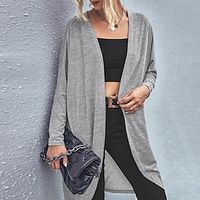 Women's Casual Jacket Warm Breathable Outdoor Daily Wear Vacation Going out Patchwork Cardigan V Neck Casual Modern Comfortable Street Style Solid Color Loose Fit Outerwear Long Sleeve Winter Fall Lightinthebox - thumbnail