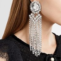 Women's Drop Earrings Hoop Earrings Tassel Fringe Precious Statement Imitation Diamond Earrings Jewelry Silver / Gold For Wedding Party 1 Pair Lightinthebox