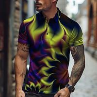 Floral Print Men's Casual 3D Print Golf Polo Outdoor Daily Wear Streetwear Polyester Short Sleeve Turndown Polo Shirts Yellow Orange Spring Summer S M L Micro-elastic Lapel Polo Lightinthebox