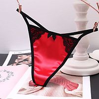 Women's 1 PC Lace G-strings  Thongs Panties - Plus Size Low Waist White Black Blue One-Size Lightinthebox - thumbnail