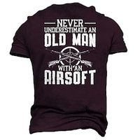 Men's Unisex T shirt 3D Print Graphic Prints Weapon Letter Crew Neck Street Daily Print Short Sleeve Tops Casual Designer Big and Tall Sports Wine miniinthebox - thumbnail