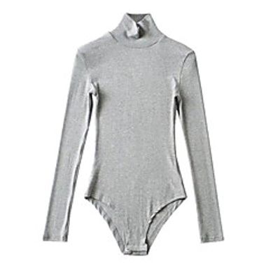 Women's Basic Home Casual / Daily Weekend High Waist Wine Black Camel Bodysuit Solid Color miniinthebox