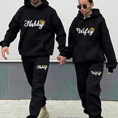 Couple's Hoodie Tracksuit Pants Sets Letter Valentine's Day Black Dark Gray Print Drawstring Long Sleeve Casual Date Active Sports Hooded Regular Fit Spring Fall Lightinthebox Couple's Hoodie Tracksuit Pants Sets Letter Valentine's Day Black Dark Gray Print Drawstring Long Sleeve Casual Date Active Sports Hooded Regular Fit Spring Fall Lightinthebox