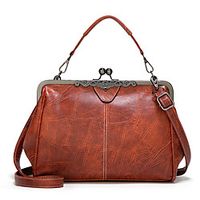 Women's Bags PU Leather Satchel Top Handle Bag Buttons Vintage Daily Office  Career Retro 2021 Handbags Wine Black Almond Blushing Pink Lightinthebox - thumbnail