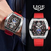 LIGE Men Quartz Watch Diamond Luxury Large Dial Business Calendar Date Silicone Watch Lightinthebox