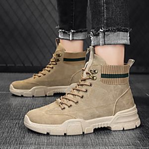 Men's Boots Lace up Retro Casual Vintage Chinoiserie Daily Outdoor PU Non-slipping Height-increasing Wear Proof Gray Black Beige Fall miniinthebox